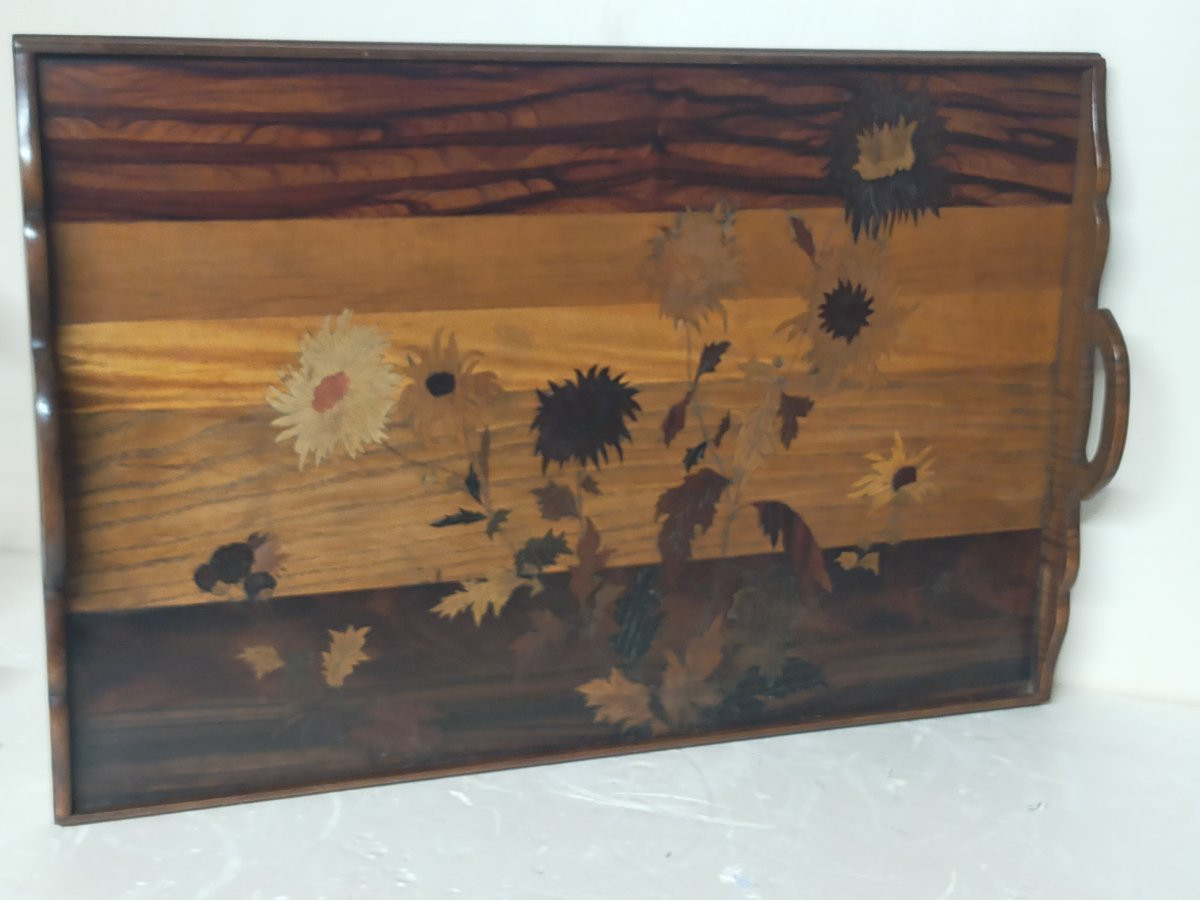 Emile Gallé Art Nouveau Marquetry Tray -photo-4