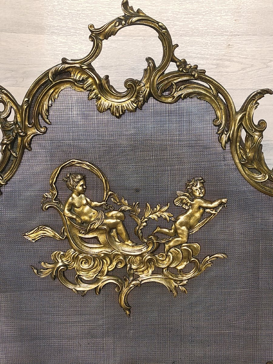 Fire Screen Fireplace Screen In Bronze Stamped Charles Casier -photo-2