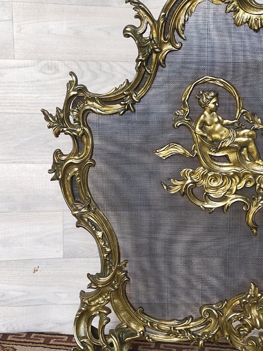 Fire Screen Fireplace Screen In Bronze Stamped Charles Casier -photo-3