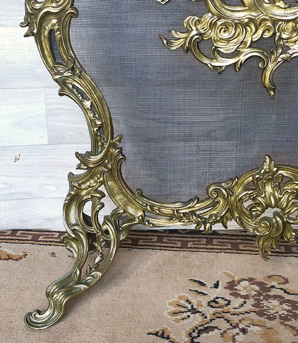 Fire Screen Fireplace Screen In Bronze Stamped Charles Casier -photo-4