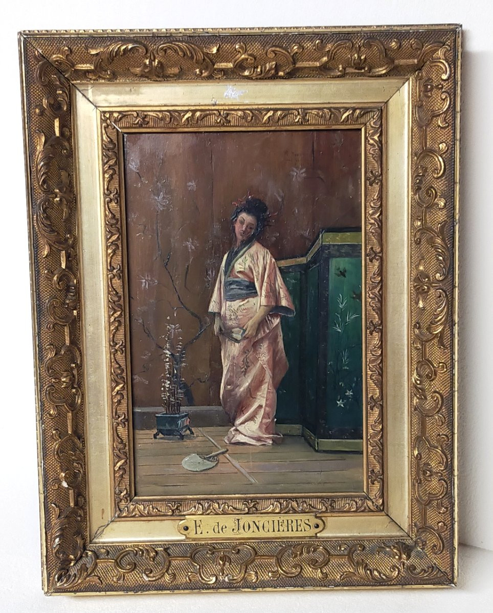 Léonce Joseph V. DE JONCIERES (1871-1947) GEISHA dans un intérieur (asie asiatique japon)-photo-3