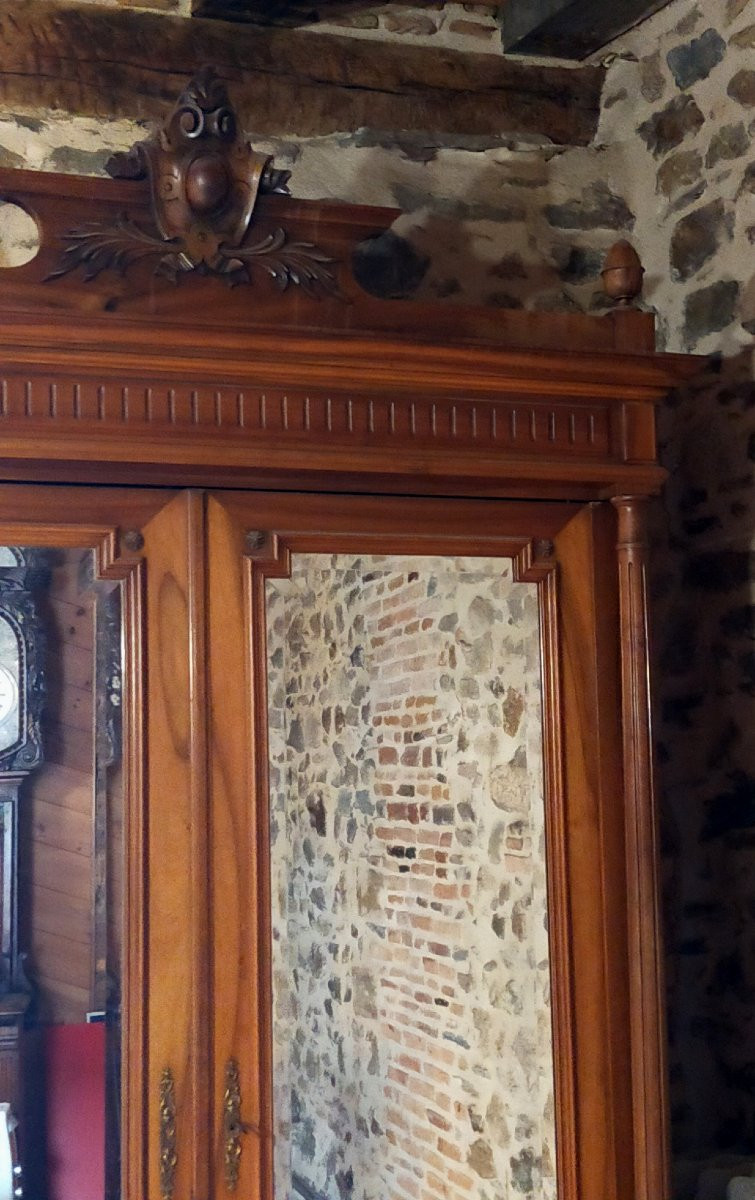 Armoire a glace vitrine ou biblioth&egrave;que en noyer massif style louis xvi-photo-3