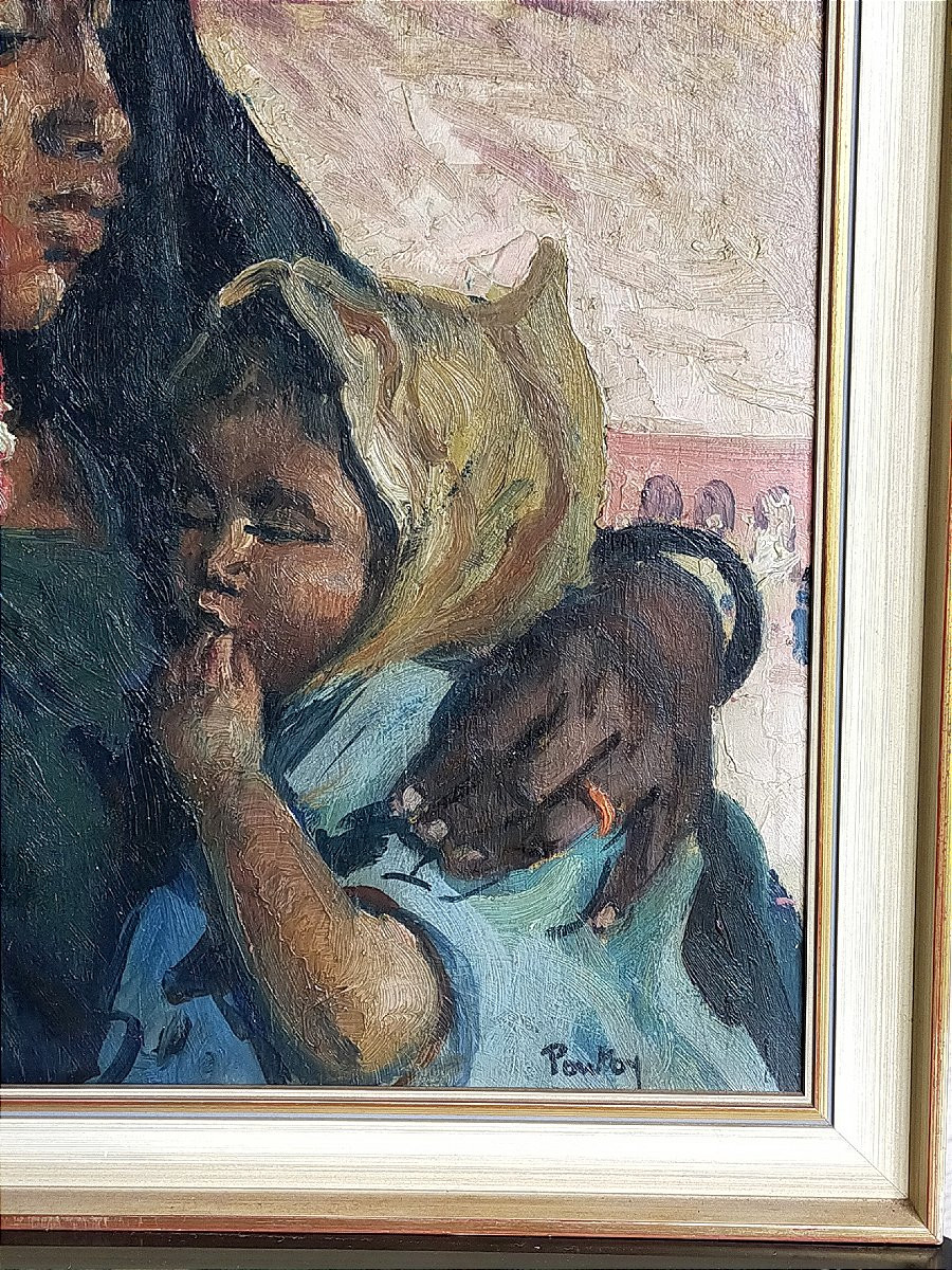 Henri Pontoy (1888-1968) La jeune marocaine et son enfant (maroc oriental)-photo-2