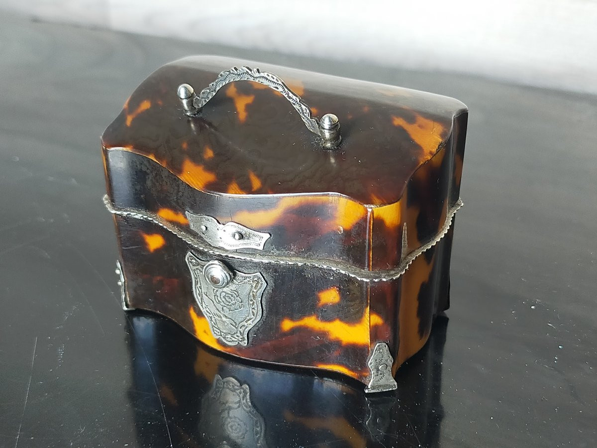 Encrier de voyage en &eacute;caille marqueterie boulle -photo-5