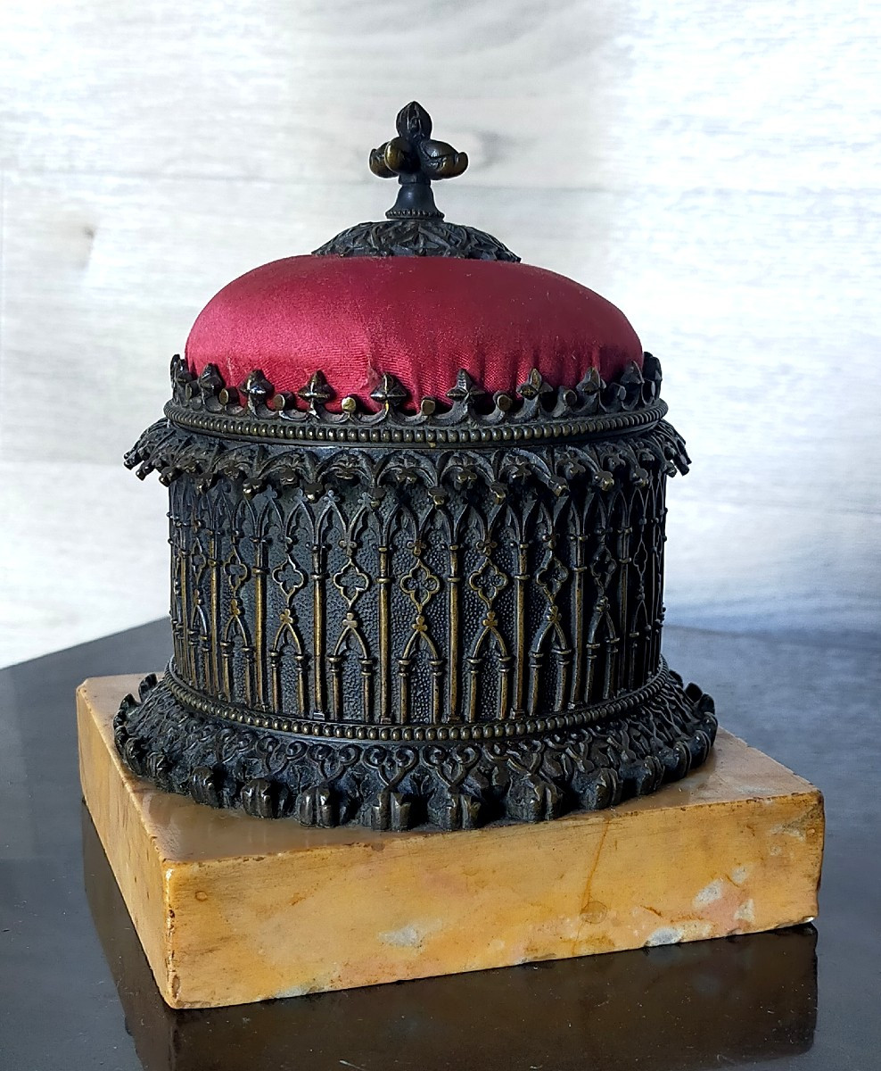 Neo-gothic Bronze Inkwell