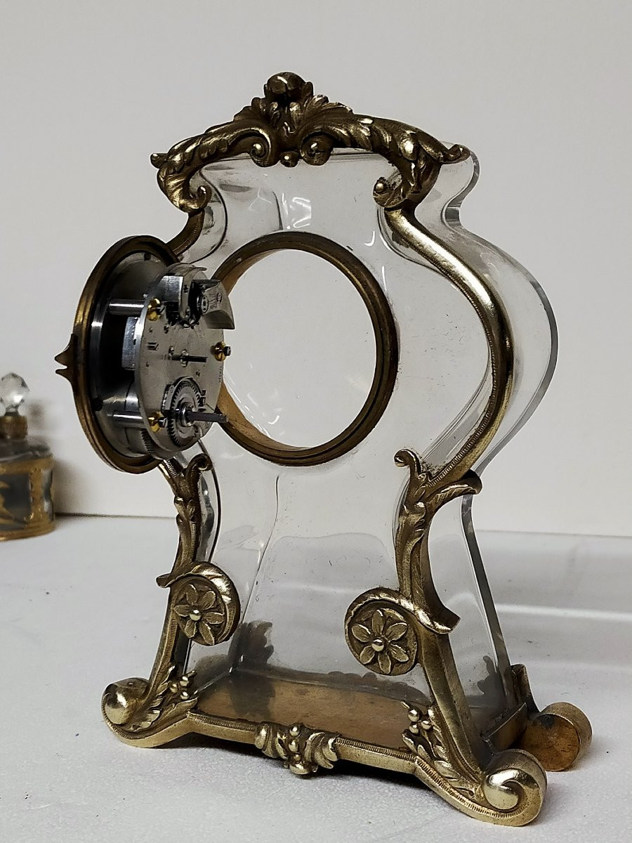 pendule art nouveau verre et bronze dor&eacute;-photo-3