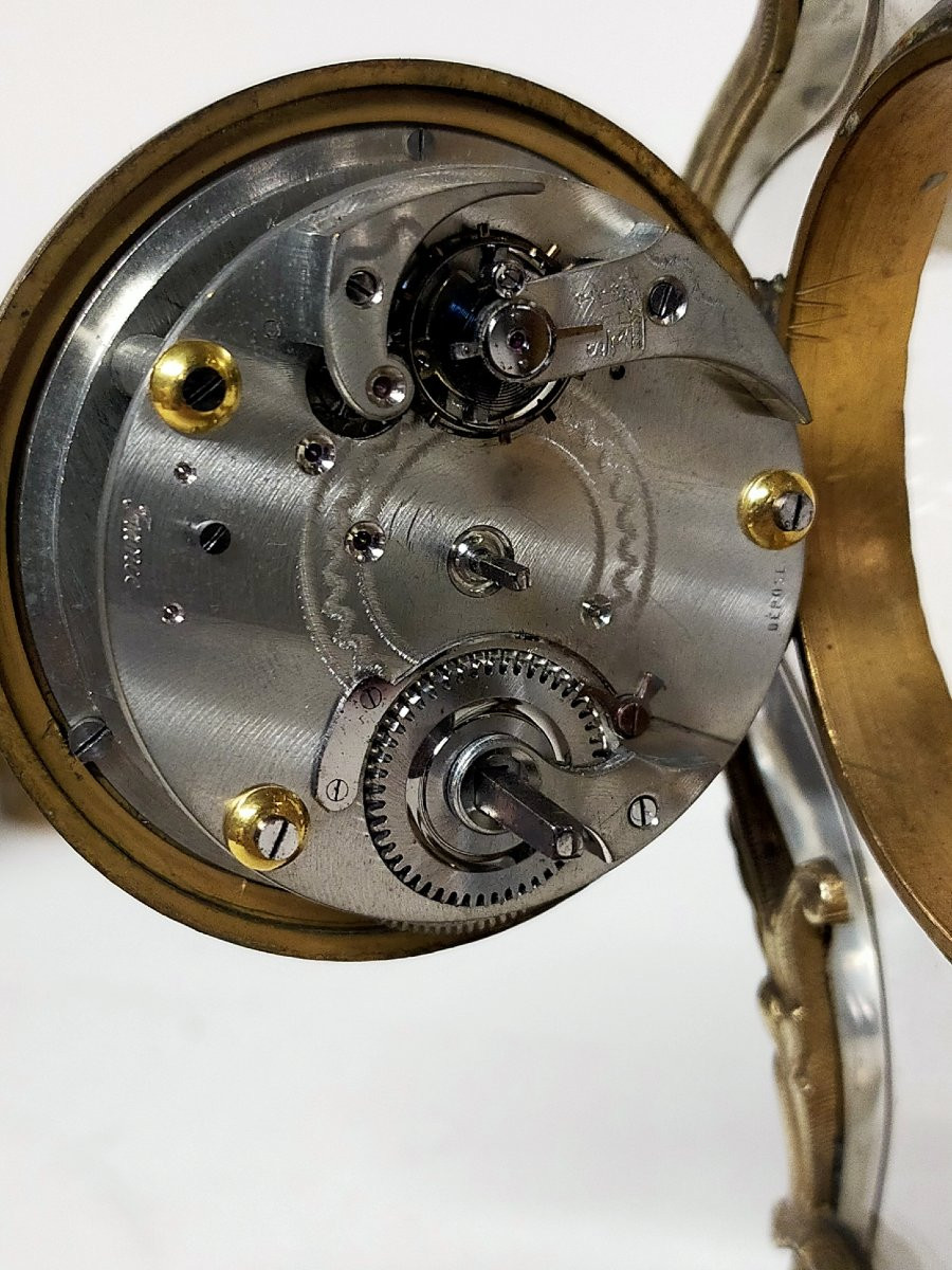 pendule art nouveau verre et bronze dor&eacute;-photo-4