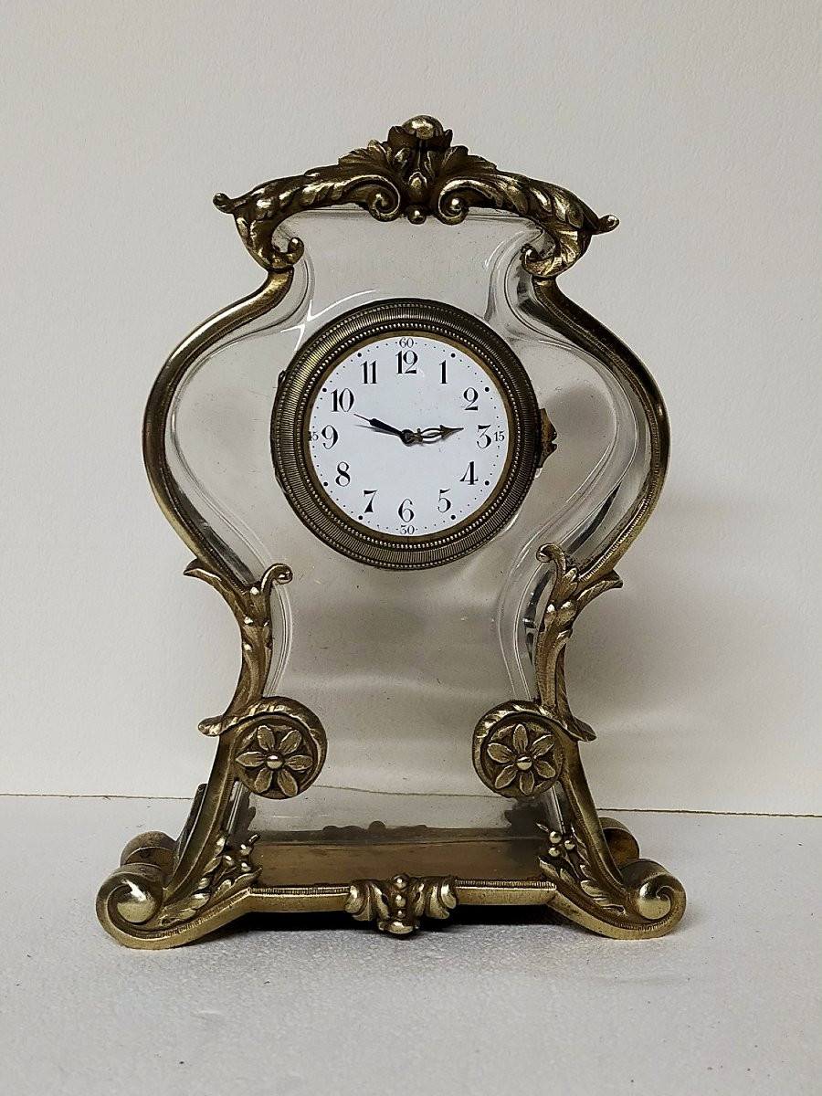 pendule art nouveau verre et bronze dor&eacute;-photo-1