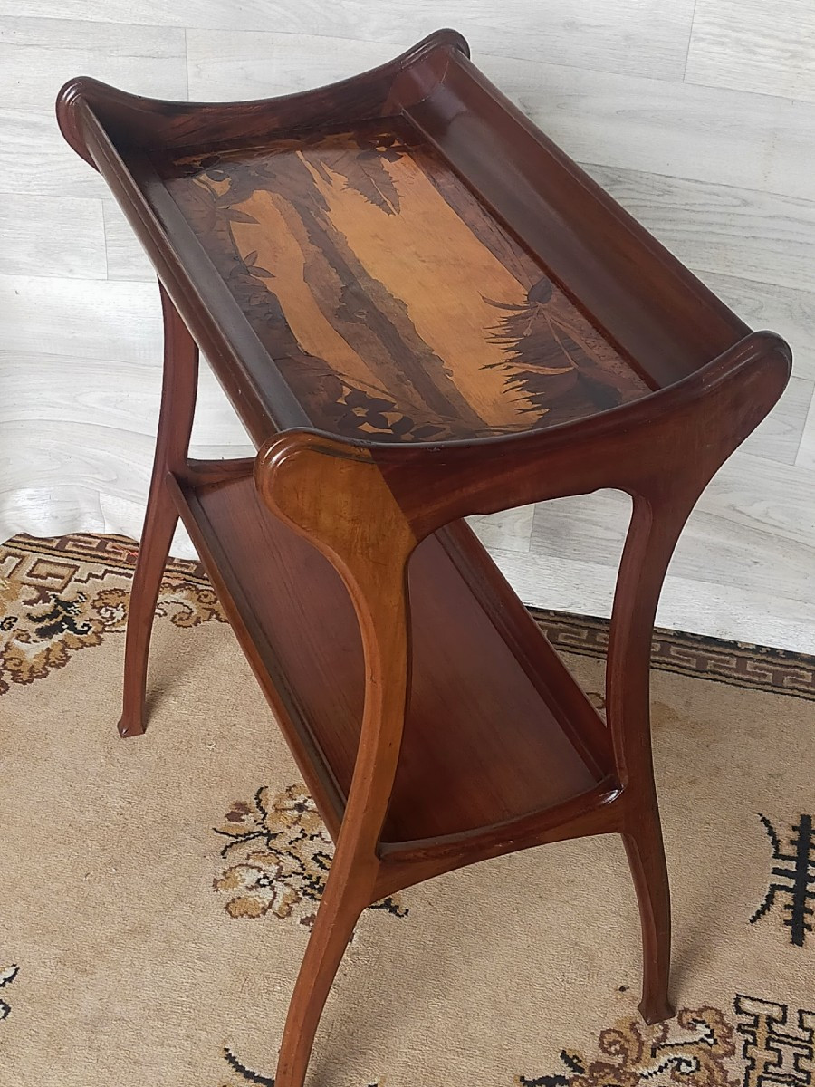Camille Gauthier Art Nouveau Table In Marquetry (nancy School, Gallé, Majorelle, Etc.)-photo-3