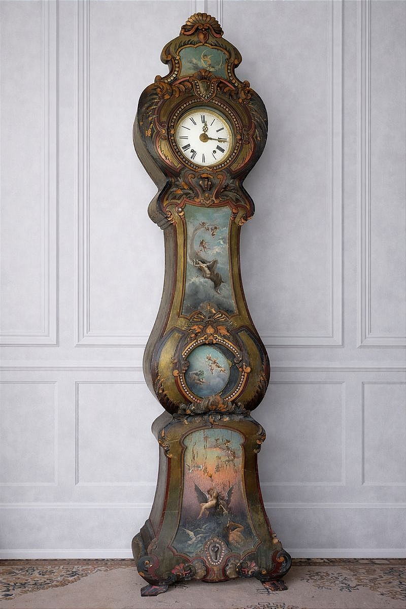 Charles Fabre 1851-1933 Grande horloge de parquet ( expo  toulouse galerie du chateau d'eau)