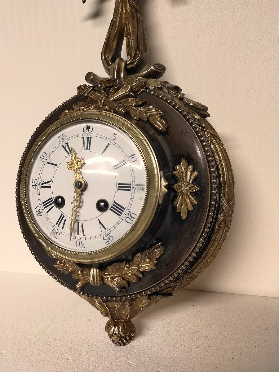 Pendule cartel louis xvi en bronze dor&eacute; -photo-4