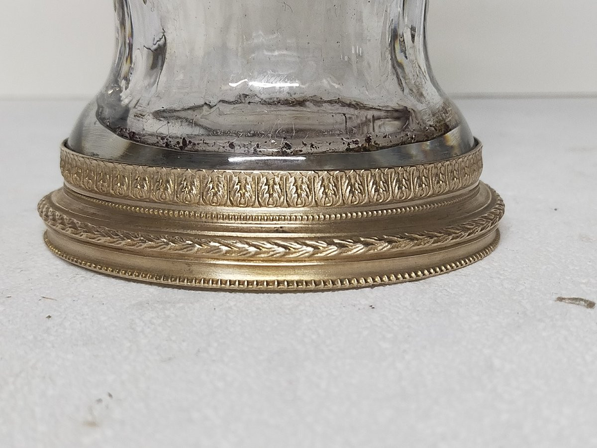 Large Louis XVI Vase With Garland And Flower Basket In Gilded Bronze-photo-3