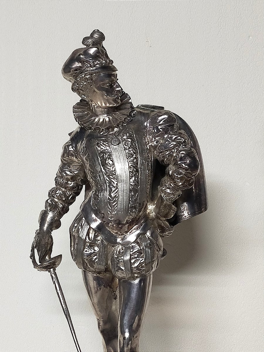 Pair Of Silver-plated Bronzes By Auguste Louis Lalouette (1826-1883) The Duel-photo-2