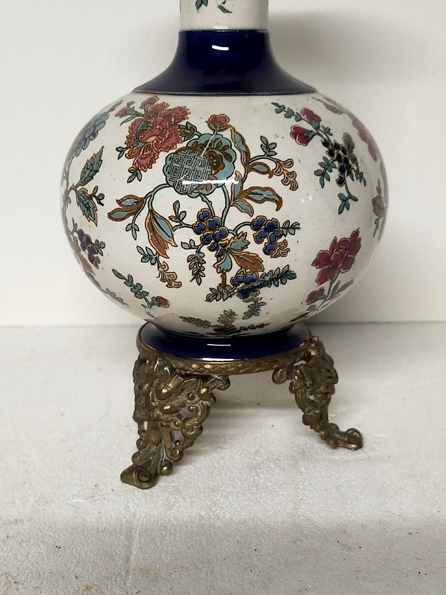 Vase Sarreguemines monture bronze-photo-2
