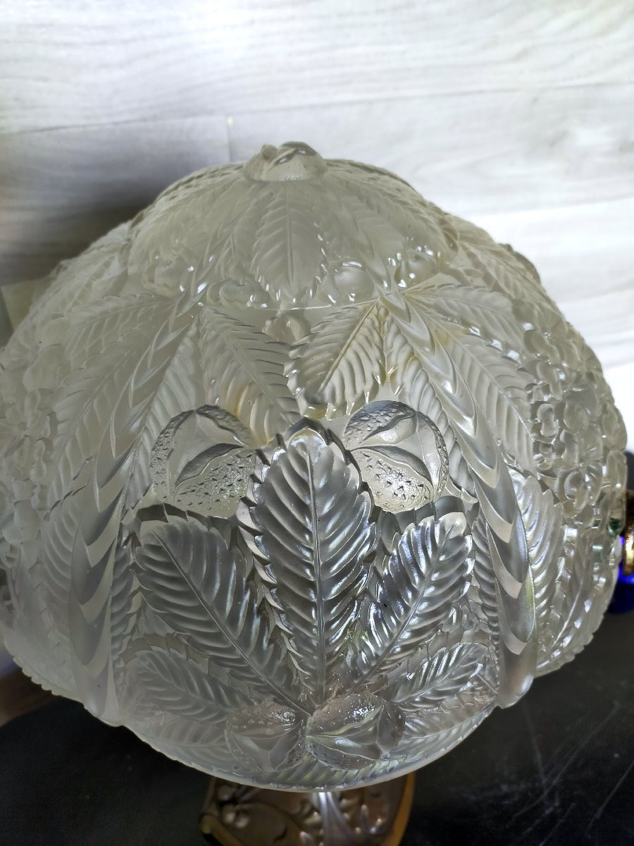 Art Nouveau Bronze Chestnut Leaf Lamp (majorelle School Of Nancy)-photo-3