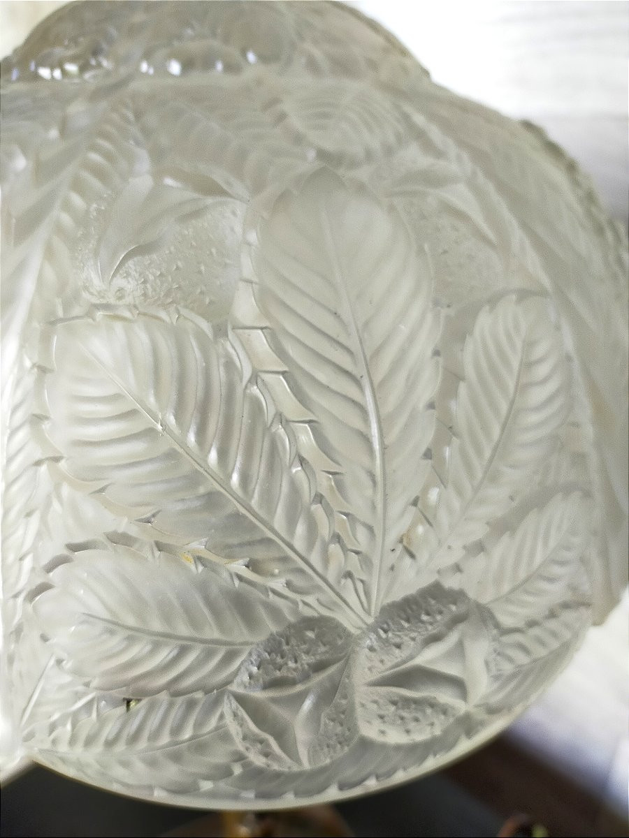 Art Nouveau Bronze Chestnut Leaf Lamp (majorelle School Of Nancy)-photo-4