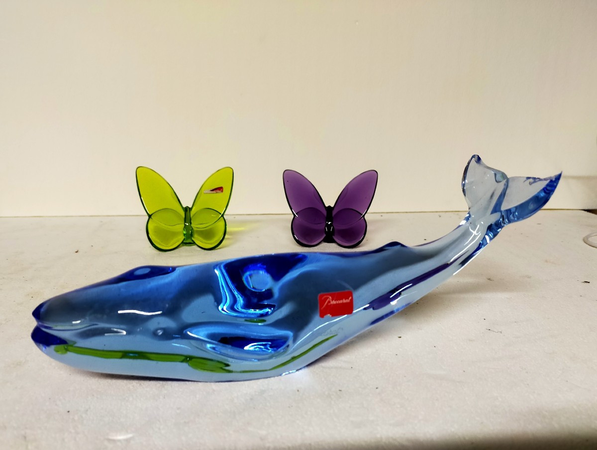 papillon et baleine en cristal de baccarat