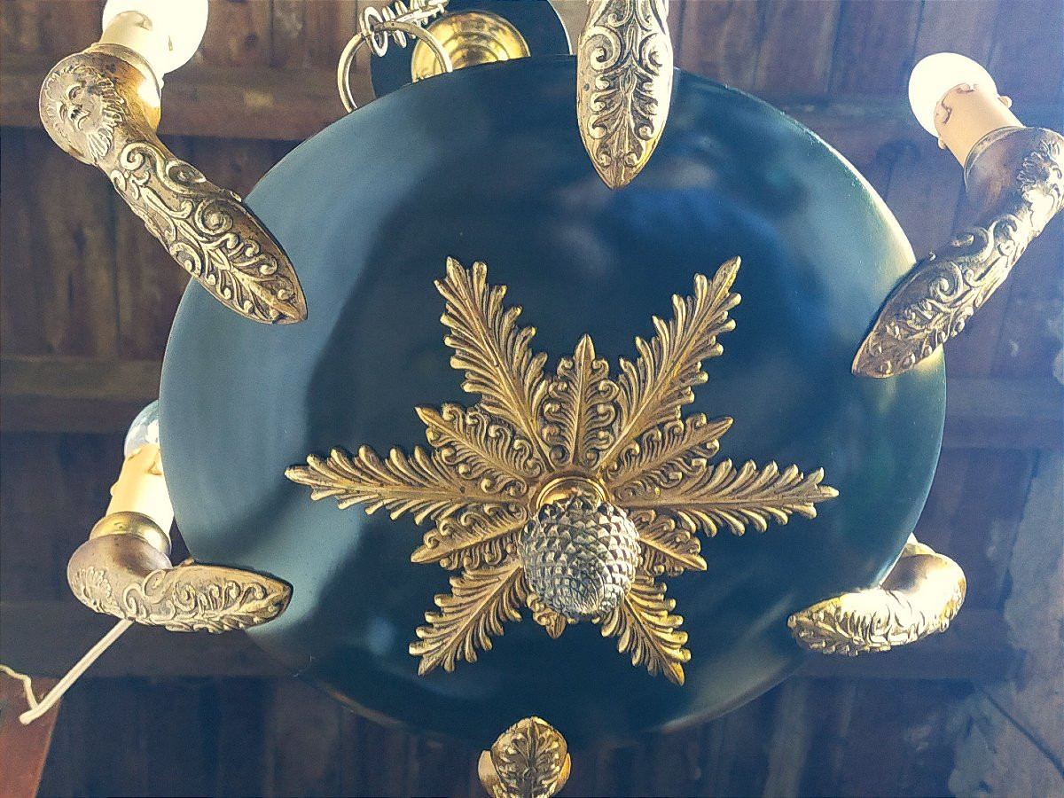 Lustre empire en bronze doré -photo-4