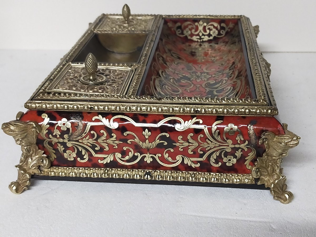 Boulle Marquetry Inkwell, Napoleon III-photo-2