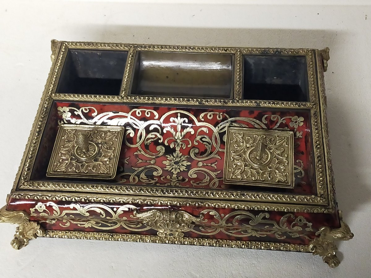 Boulle Marquetry Inkwell, Napoleon III-photo-5