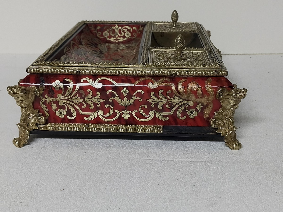 Boulle Marquetry Inkwell, Napoleon III-photo-1