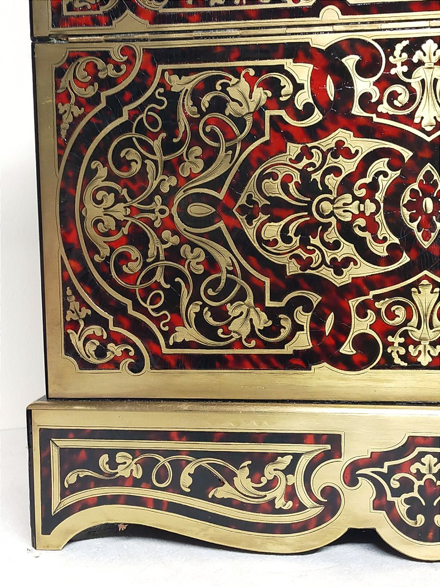 Tahan cave a liqueur en marqueterie boulle et cristal de baccarat -photo-4