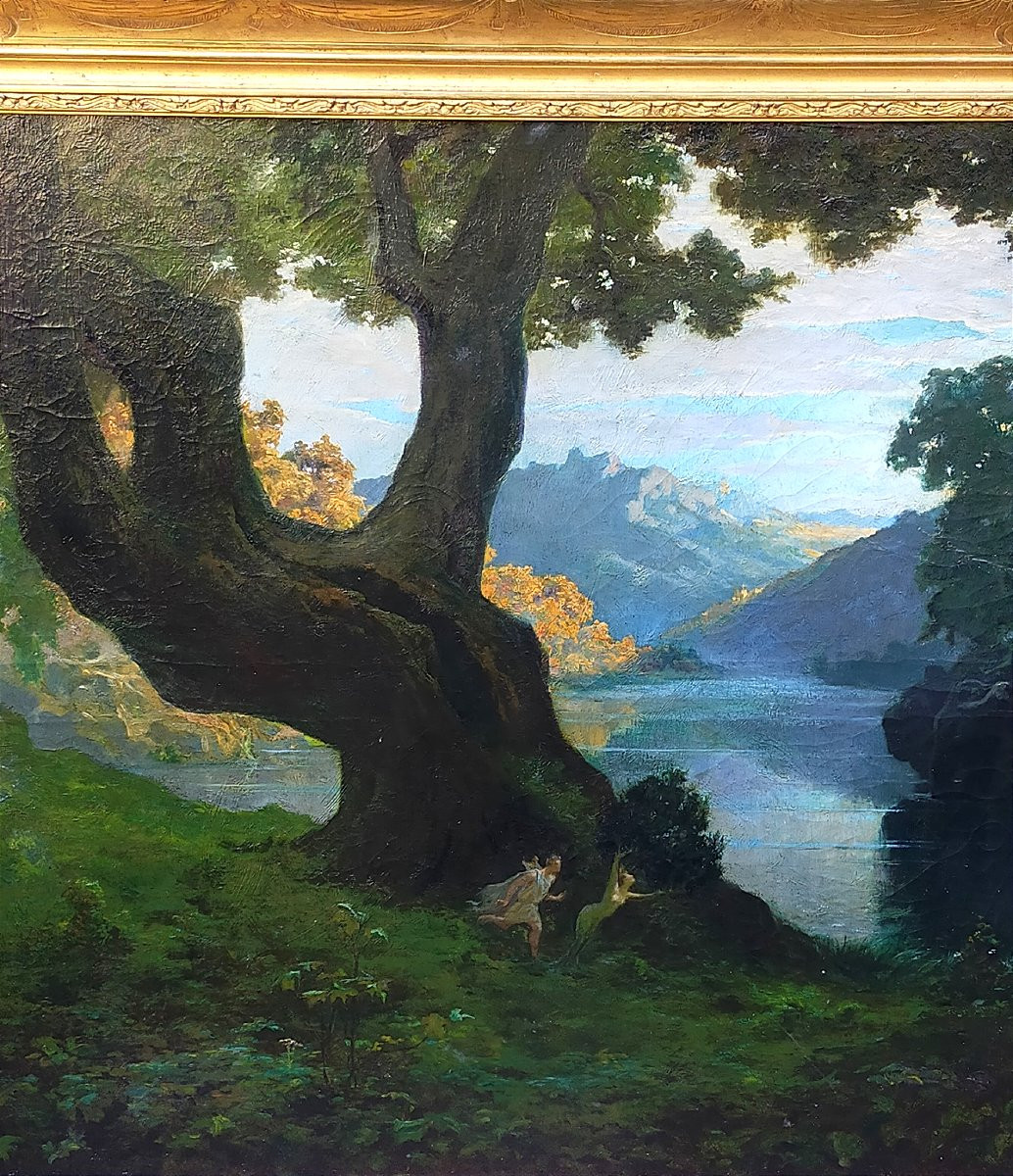 Alfred Plauzeau (1875-1918) Appolon et Daphn&eacute; tableau mythologique -photo-2