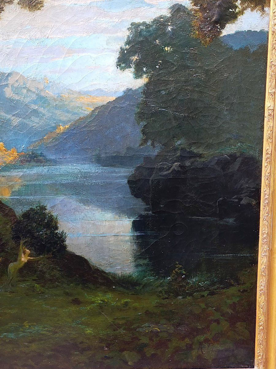 Alfred Plauzeau (1875-1918) Appolon et Daphn&eacute; tableau mythologique -photo-3