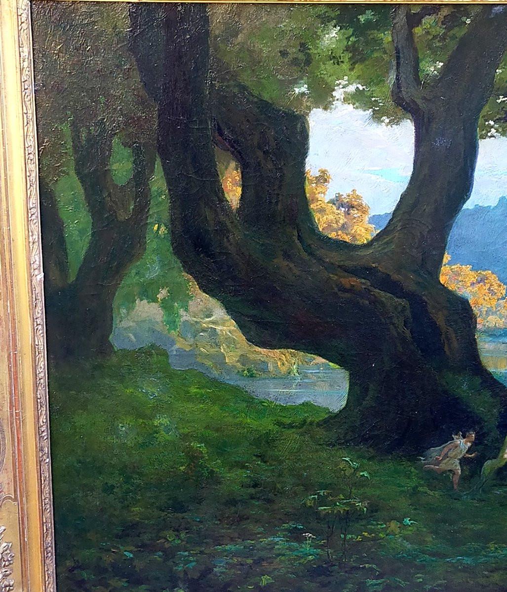 Alfred Plauzeau (1875-1918) Appolon et Daphn&eacute; tableau mythologique -photo-4