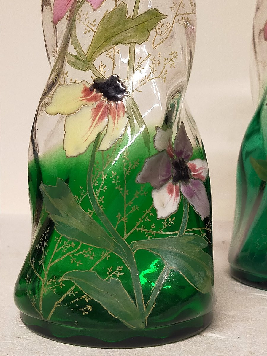 Paire de vases legras &eacute;cole de nancy -photo-2