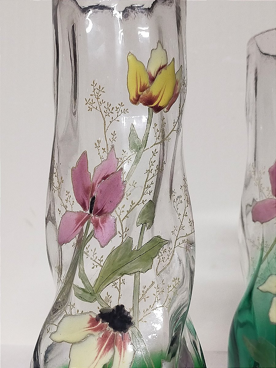 Paire de vases legras &eacute;cole de nancy -photo-3