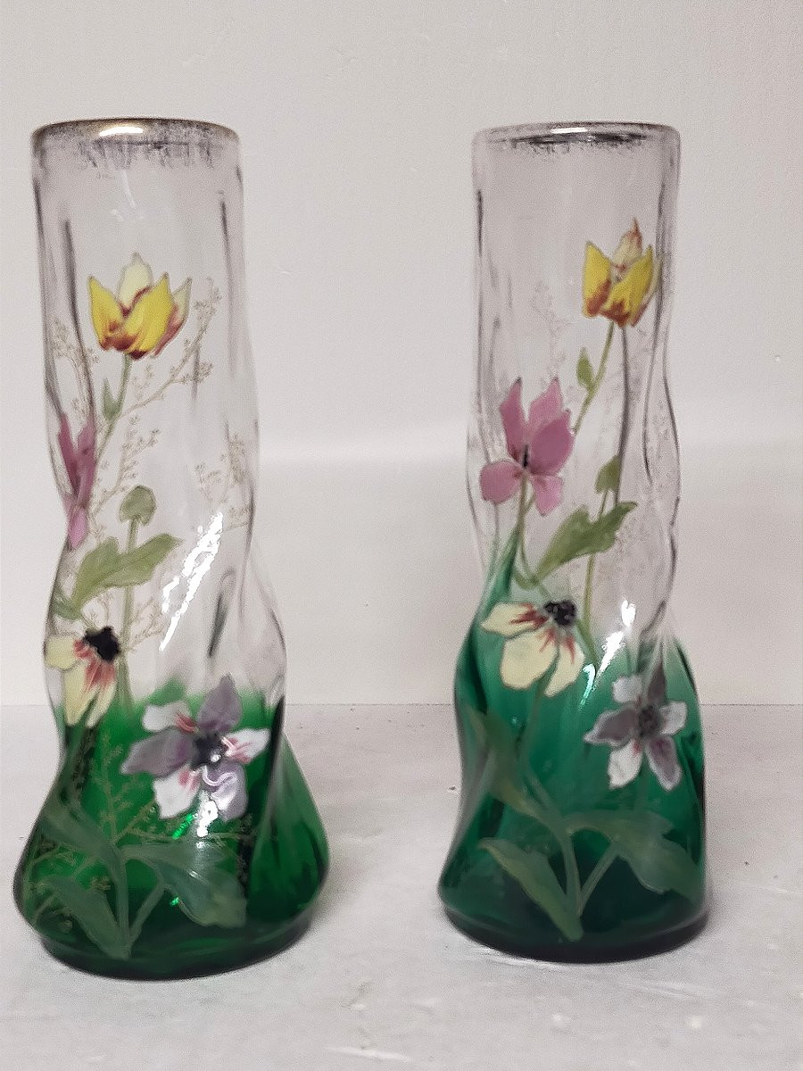 Paire de vases legras &eacute;cole de nancy -photo-4