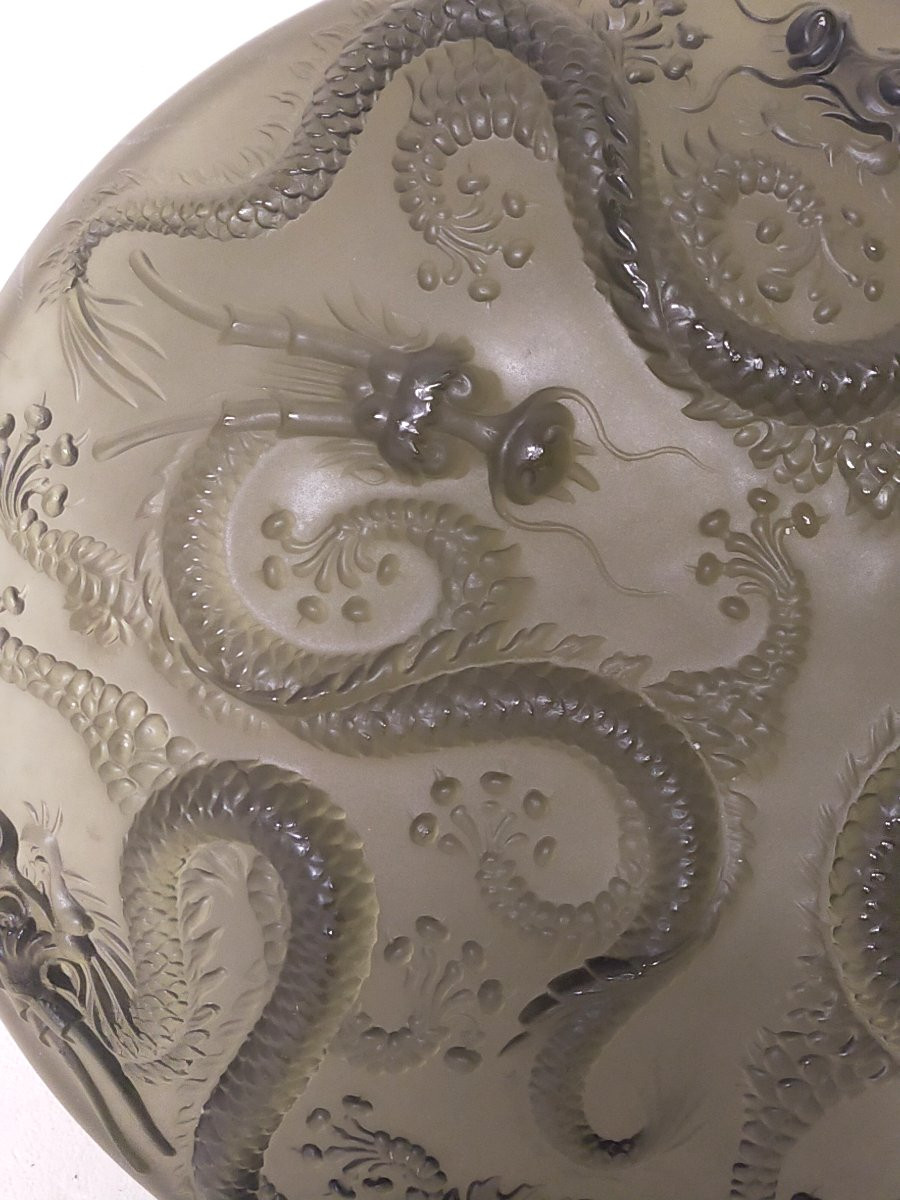 Coupe en verre aux dragons (asie chine verlys sabino...)-photo-2