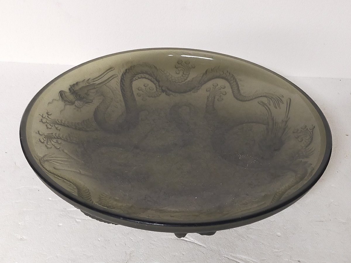 Coupe en verre aux dragons (asie chine verlys sabino...)-photo-3