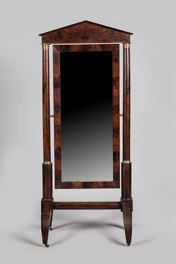 Empire Period Psyche In Mahogany And Gilt Bronze-photo-3