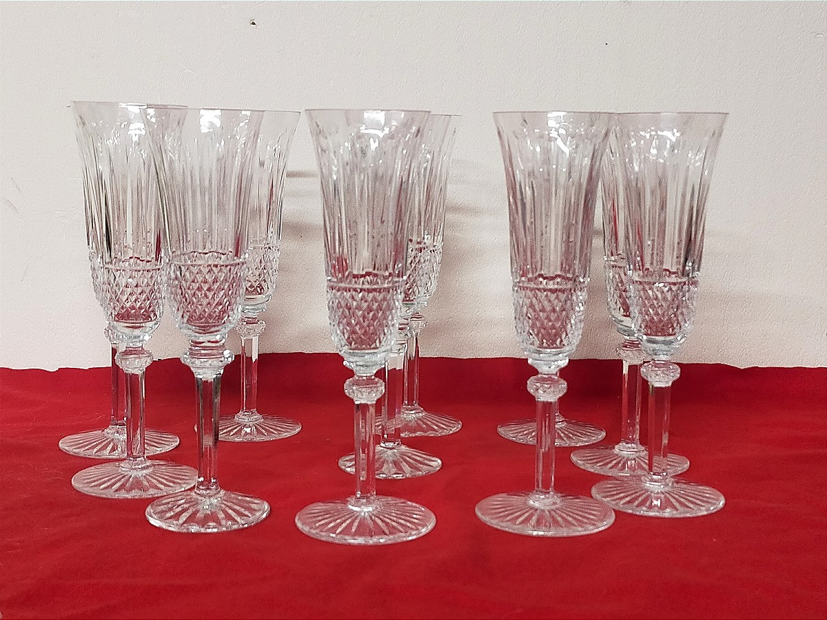 11 Saint Louis Tommy Model Crystal Champagne Flutes 