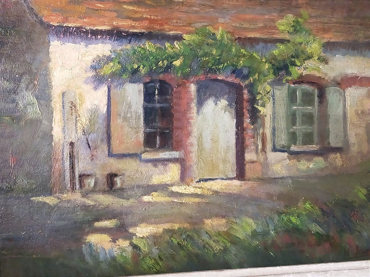 Henri Jamet ( 1858-1940) La Ferme En Creuse  école De Crozant -photo-3