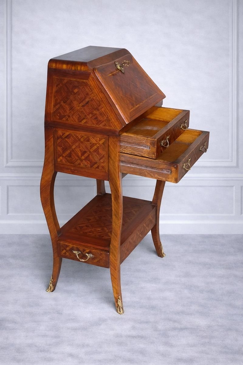 Small Marquetry Writing Desk (secretary, Writing Desk)-photo-3