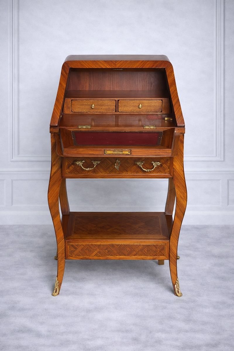 Small Marquetry Writing Desk (secretary, Writing Desk)-photo-4