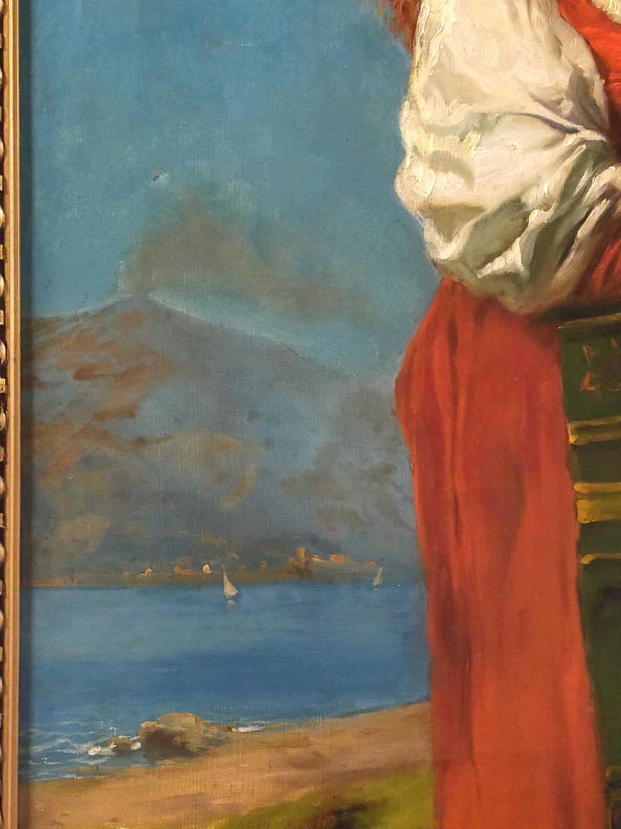 Th&eacute;odore Levigne (1848-1912)  Napolitaine au panier de fruits -photo-3