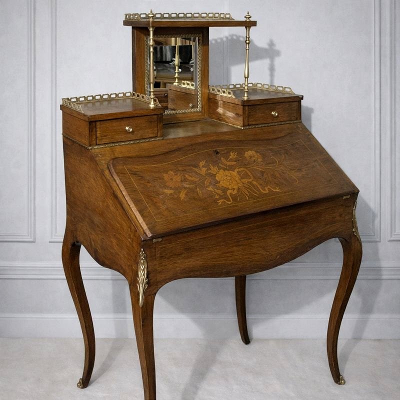 Bureau bonheur du jour secrétaire en marqueterie -photo-3