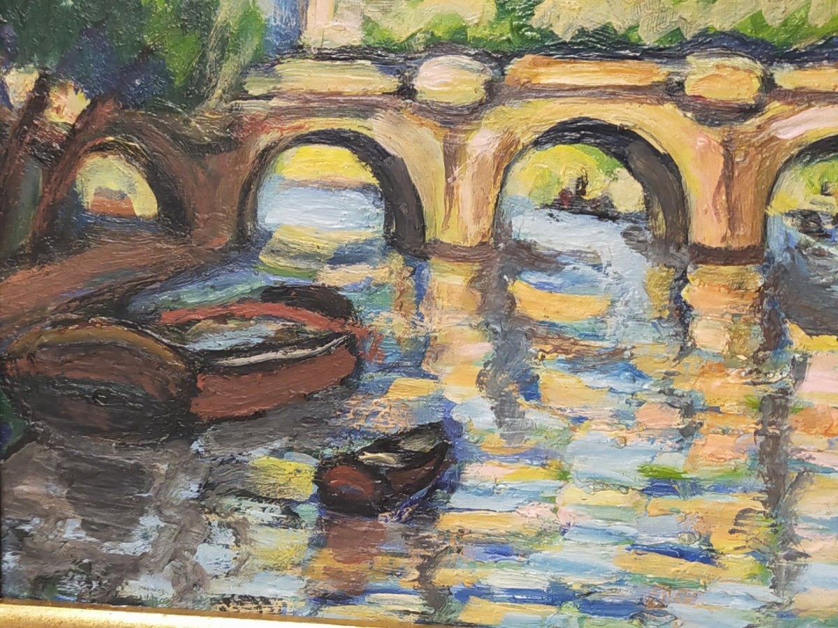 Pierre de Belay 1890/1947  La Seine et le Pont Neuf à Paris-photo-3