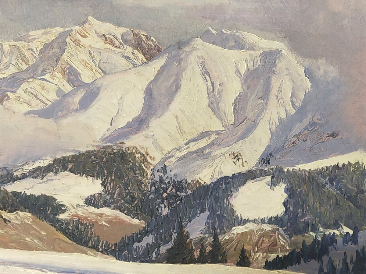Angelo Abrate 1900/1985  Paysage alpin  le Dôme de Miage (haute savoie mont blanc)-photo-3
