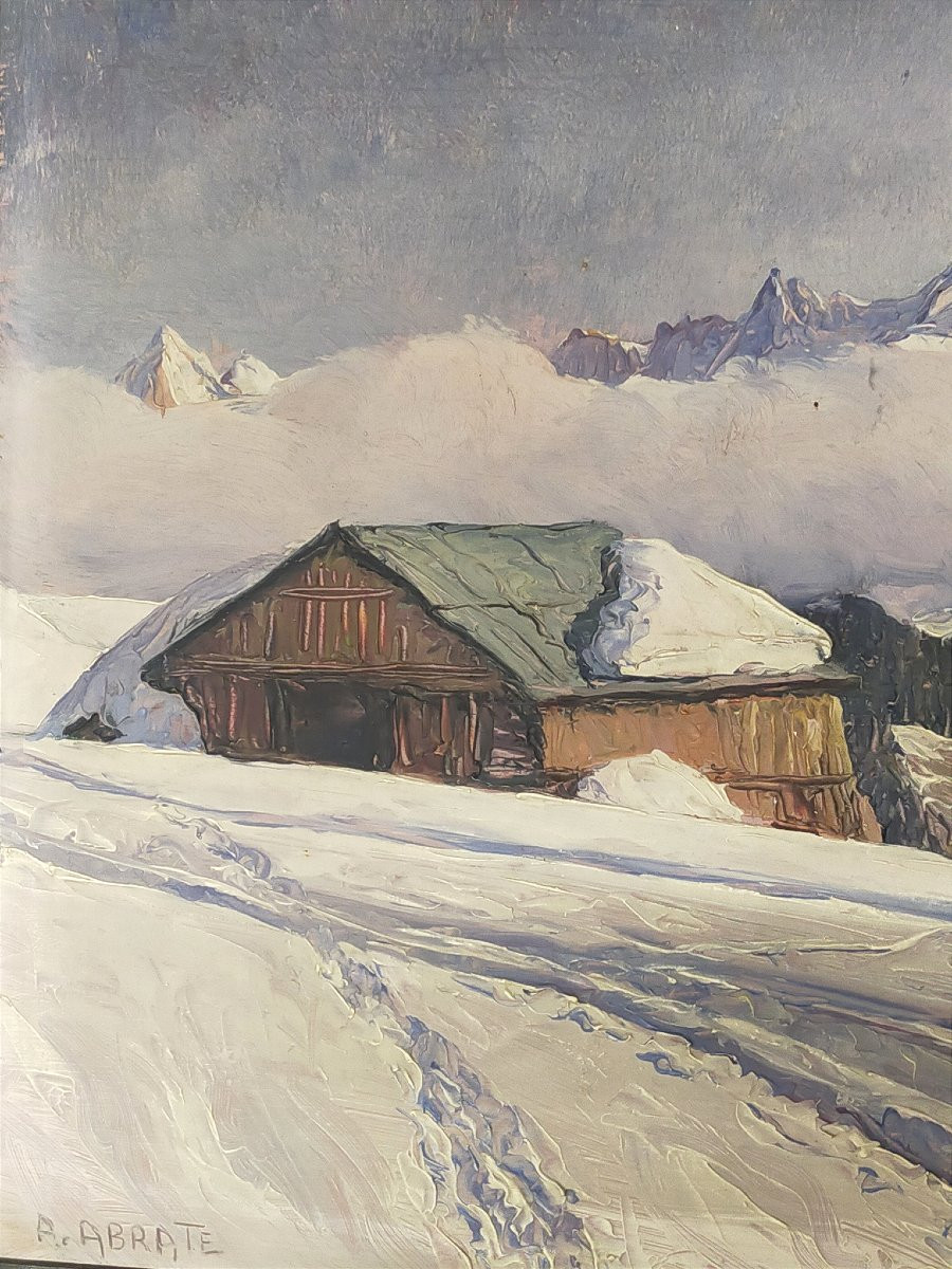 Angelo Abrate 1900/1985  Paysage alpin  le Dôme de Miage (haute savoie mont blanc)-photo-4