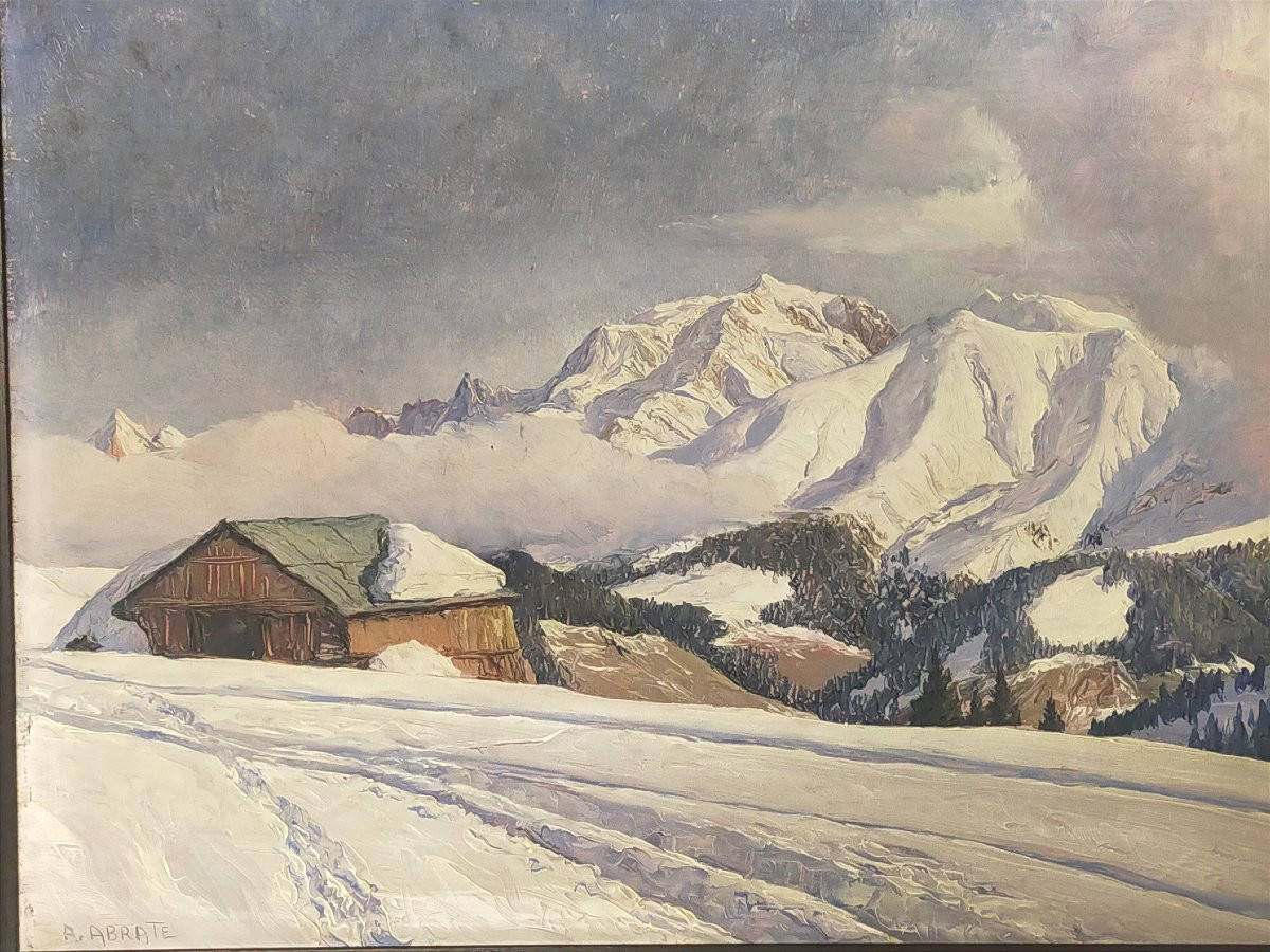 Angelo Abrate 1900/1985  Paysage alpin  le Dôme de Miage (haute savoie mont blanc)-photo-1