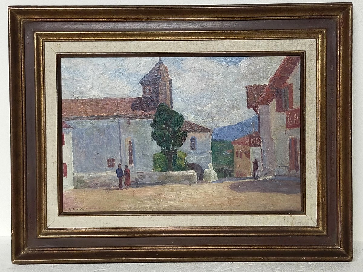Louis Floutier (1882–1936) La place de l’église à Bidart, 1932 Pays Basque
