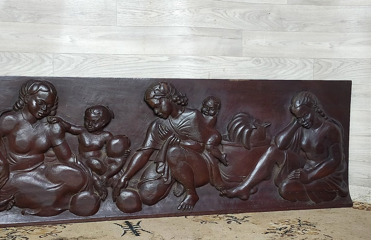 Grand panneau scène de vie malgache  P. Andrianjaka,  (Madagascar Tananarive Ramanda Ratova.. )-photo-3