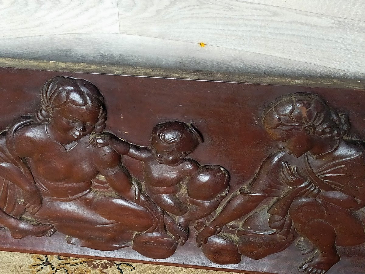 Grand panneau scène de vie malgache  P. Andrianjaka,  (Madagascar Tananarive Ramanda Ratova.. )-photo-2