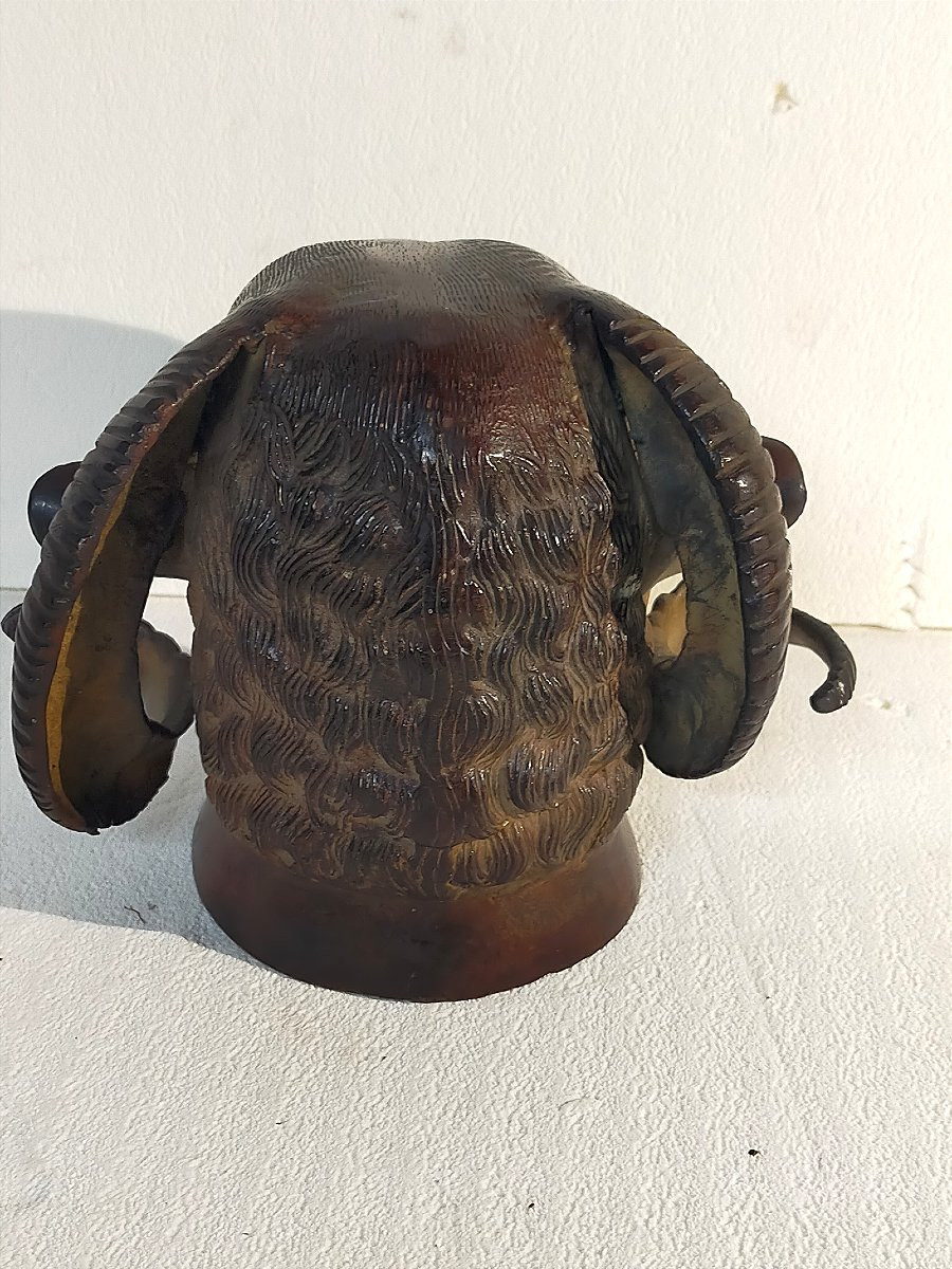 19th Century Bronze Ram's Head-photo-3