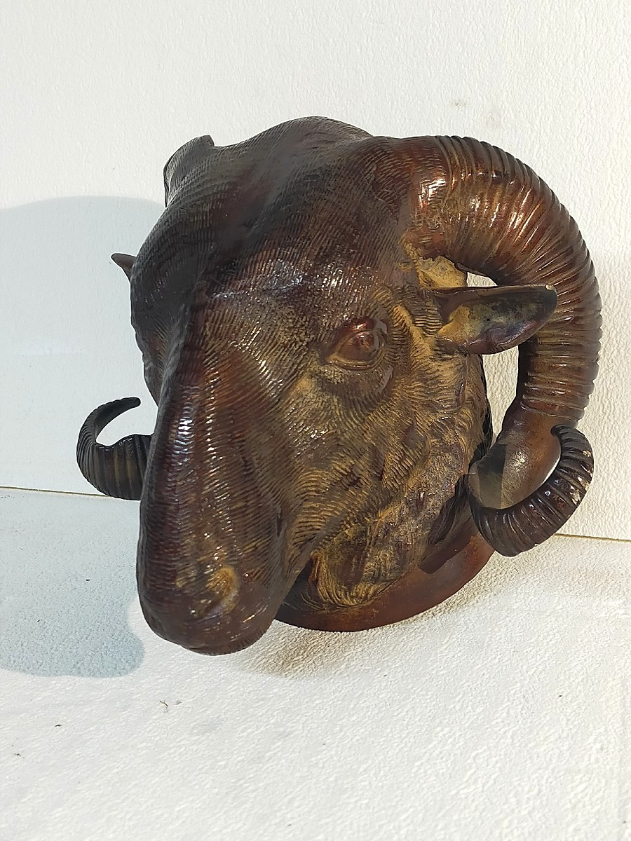 19th Century Bronze Ram's Head